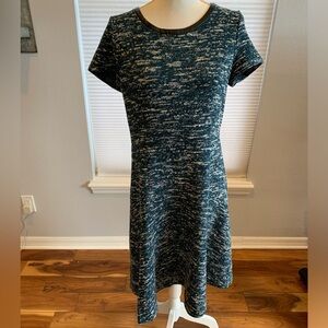 Talbots size 12 sweater dress black/turquoise a-line. Like new